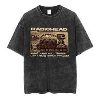 Britų Roko Grupė Radiohead Klasikinis Plakatas Grafinis Spaudinys Marškinėliai Vyrams Moterims Streetwear Hip Hop Vintage Išplauta Medvilnė Laisvas Per didelis Viršus Vasara Naujas T-shirt M violetinė