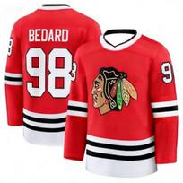 Chicago Blackhawks ledo ritulio marškinėliai Bedard 98 spausdinimas T-shirt Patogus pagrindinis sluoksnis Ilgomis rankovėmis V formos iškirptė T-shirt Tėvų T-shirtai L
