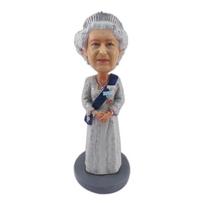 The Queen's Platinum Jubilee Bobbling Head Action Figure Heavy Resin Hand-painted Home Office Decoration A gray