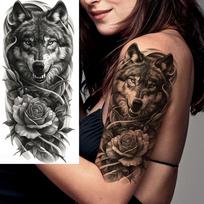 1 lapas Miško Vilkas Tigras Elnias Laikinos Tatuiruotės Vyrams Moterims Suaugusiems Rankos Kojos Tatuiruotės Ilgai Laikančios Vandeniui Atsparios Netikros Tatuiruotės Lipdukas China Mainland black