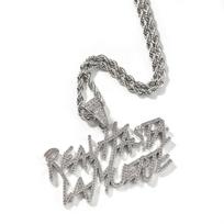 THE BLING KING Tikras Iki Mirties Reperis Anul Madingas Pakabukas Karoliai Ledinis Kubinis Cirkonis 2 Eilutės Raidės Hiphopas Papuošalai Cuban chain&18inch gray