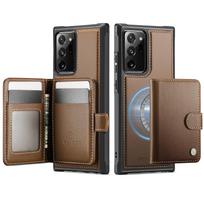 Piniginės dėklas, skirtas Samsung Galaxy Note 20 Ultra 10 Plus, Premium 2-in-1 Nuimamas magnetinis kortelių laikiklis, su RFID apsauga Galaxy Note20 ruda