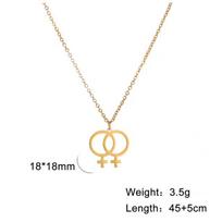 Cazador Choker Karoliai Moterims Lesbietiškas Simbolis Pakabukas Nerūdijančio Plieno Dvigubos Grandinėlės Karoliai LGBT Mados Juvelyrika 2026 Naujas 45cm beige
