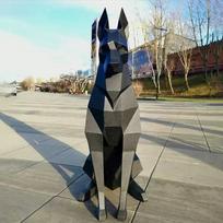 100 cm aukščio Juodo dobermano 3D gyvūno skulptūra Dobermanas Popieriaus modelis miegamojo svetainės rankų darbo „pasidaryk pats“ Geometrinis origami modelis juoda