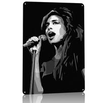 Amy Winehouse BW Printed Poster Customized Wall Art Retro Vintage Metal Tin Signs for Home Decorations Living Room Desk Decor 30x40cm(11.8x15.7inch)