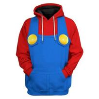 Vyriški Super Bros megztiniai su gobtuvu Suaugusiems 3D spausdinti Laisvalaikio su gobtuvu Kalėdos Helovino kostiumų apranga Vyras Anime su gobtuvu XXXL blue
