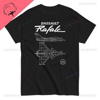 Dassault Rafale French Fighter Jet Cotton Tshirt Dualview Fighter Jet Contour Design Air Force Theme Engineering Drawing Style 4XL white