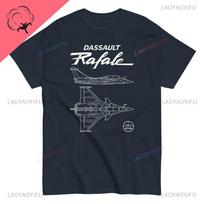 Dassault Rafale French Fighter Jet Cotton Tshirt Dualview Fighter Jet Contour Design Air Force Theme Engineering Drawing Style L white