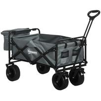 Wagon with Cooler Bag, Foldable, Steel Frame, up to 100 kg, 113x57x77-100 cm, Dark Grey 113 x 57 x 100 cm tamsiai pilka spalva