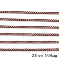 Varinė dengta geležinė užšifruota smulki grandinėlė 135A/CP# „Pasidaryk pats“ papuošalų gamybos reikmenims 2.5mm 5M vario raudonos spalvos