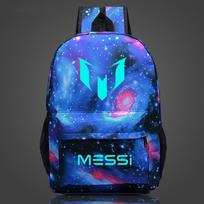 Stilingas Oksfordo audinio sportinis kuprinė studentams, įvairių spalvų, su Messi Ronaldo naktinio apšvietimo futbolo dizainu, 45*31*14cm/17.72*12.20*5.51in, dviguba Style C blue