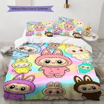 Kawaii Bubu rašto patalynės komplektas Antklodės užvalkalas Pagalvės užvalkalas Namų dekoras Dovana (1 * antklodės užvalkalas + 2 * pagalvės užvalkalai, be šerdies) 135x200cm