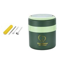 1.5L Thermal Lunch Box Leak-Proof Thermos Food Containers Large Capacity Insulated Bucket  Students žalia