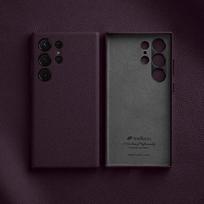 Melkco natūralios odos dėklas Samsung Galaxy S24 S25 S26 Ultra Plus S26+ telefonams Premium prabangūs dėklai Madingas karvės odos verslo dangtelis for S25 Plus violetinė
