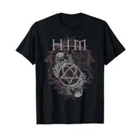 Ville Valo Him Dual Skull T Shirt Vintage Comfortable Soft Homme Breathable Versatile Streetwear Graphic Stretched 2XL black