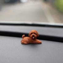Simulation Poodle Dog Figures Puppy Model Dog Action Figures Mini Animal Ornament  Birthday Gift Lying coffee