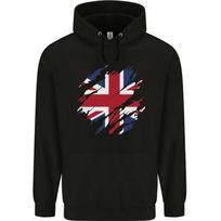 Torn British Flag Union Jack Britain Childrens Kids Hoodie S red