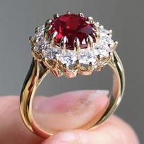 Ruby and Diamond-Set Women's Wedding Ring, Fashionable New Style Size 7 auksas