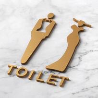 Akriliniai WC ženklai 3D WC lentelės Vonios sienos lipdukas Vyrų Moterų Tualeto ženklai Durų lentelės 20cm-A&Gold beige