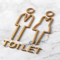Akriliniai WC ženklai 3D WC lentelės Vonios sienos lipdukas Vyrų Moterų Tualeto ženklai Durų lentelės 25cm-D&Gold