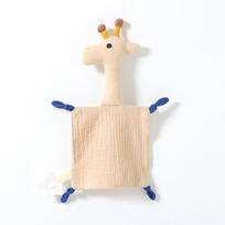 Baby Cotton Muslin Comforter With Plush Rabbit And Rabbit For Newborns Light Khaki Giraffe beige