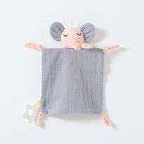 Baby Cotton Muslin Comforter With Plush Rabbit And Rabbit For Newborns Grey Elephant