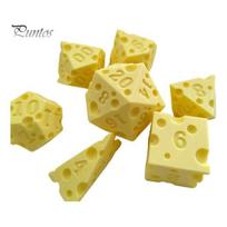 3D Printed Dice Toy 7Pcs Cheese Set, D4/6/8/10/12/20 Multi-side Gaming Dice, Game Set Polyhedral for Family Night Party Board Shaped S geltona