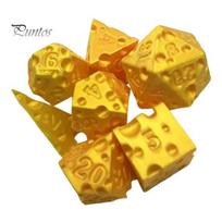 3D Printed Dice Toy 7Pcs Cheese Set, D4/6/8/10/12/20 Multi-side Gaming Dice, Game Set Polyhedral for Family Night Party Board Shaped S auksinė