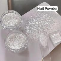 High-Quality Snow Powder Ultra-Thin Nail Flakes Fine Shimmer Opal Glitter Material Transparent Silver Nail Art Decorations gray
