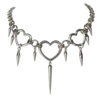 Stylish Titanium Steel Necklace Heart And Spikes Pendant Clavicle Chain Accessory Everyday Wear Accessories 1 gray