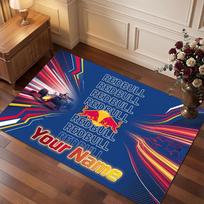 Red Bull Racing Personalized Crystal Velvet Carpet, Customized Name Text Soft Anti‑Slip Rug for Living Room Bedroom 40cmx60cm