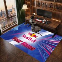 Red Bull Racing Personalized Crystal Velvet Carpet, Customized Name Text Soft Anti‑Slip Rug for Living Room Bedroom 80cmx120cm