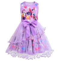 82996 Mergaičių Kpop Demonų Medžiotojų Spaudinio Tinklelio Princesės Suknelė su Kaspinėliu 100cm violetinė