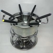 J1UL1N Fondue Pot Set Fondue Pot Multipurpoise Outdoor Camping With 6 Sticks Stainless Steel Chocolate Cheese Fondue Pot gray
