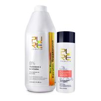 PURC Keratin Treatment tiesinantis plaukus 100 ml valomasis šampūno rinkinys atstatantis tiesinantis plaukų priežiūrai 8% balta