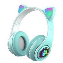 „Bluetooth 5.0“ ausinės su mikrofonu Mielos katės ausinės, belaidės / laidinės sulankstomos ausinės, žemos dažnio RGB kvėpuojančios lemputės berniukams / mergaitėms