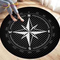 „Compass Round Area“ kilimėlis, retro stiliaus britų karinio jūrų laivyno naujojo pasaulio atradimo kilimėlis, svetainės miegamojo kilimai, neslidūs kilimėliai vaikams žaisti Diameter 60cm white