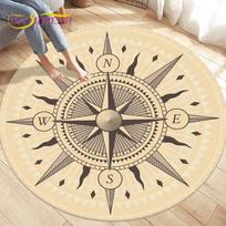 „Compass Round Area“ kilimėlis, retro stiliaus britų karinio jūrų laivyno naujojo pasaulio atradimo kilimėlis, svetainės miegamojo kilimai, neslidūs kilimėliai vaikams žaisti Diameter 60cm