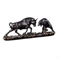 Meškos ir buliaus statula, kovos figūrėlė, kolekcinis ornamentas, puikus apdirbimas, dekoras, karvė Copper 28x8x11.5cm