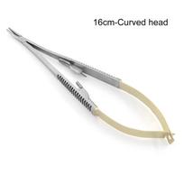 14 cm / 16 cm Castroviejo adatų laikiklis Dantų ortodontinių implantų dantų adatų laikikliai Odontologo įranga 16cm curved head sidabras