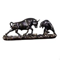 Meškos ir buliaus statula, kovos figūrėlė, kolekcinis ornamentas, puikus apdirbimas, dekoras, karvė Copper 40x11x15.5cm