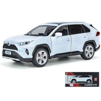 1/24 mastelio Toyota RAV 4 Automobilių modelio lydinio liejinys, atitraukiamas atgal su automobilio rakto valdikliu garso šviesos modelio svarstyklės Automobiliai Vaikams berniukams Žaislų dovanos 1/24-Size:20*9.5*7.3cm balta