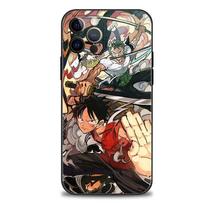 Telefono dėklas iPhone 12 13 11 pro max XR X XSmax 8 7 6 6s plus SE 5 5s Dangtelis Silikoninis Funda Japonų Anime One Piece Luffy Zoro iPhone XS Max black