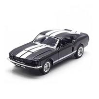 1/32 mastelio žaislinio automobilio modelis, skirtas Ford Mustang senovinio lydinio dyzelinio automobilio modeliui, klasikiniam ištraukiamo automobilio kopija, skirta vaikams Dovana 1/32-Size:12.8*3.5*4.8cm juoda