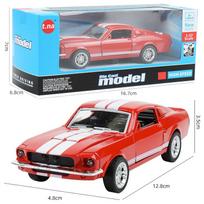 1/32 mastelio žaislinio automobilio modelis, skirtas Ford Mustang senovinio lydinio dyzelinio automobilio modeliui, klasikiniam ištraukiamo automobilio kopija, skirta vaikams Dovana 1/32-Size:12.8*3.5*4.8cm raudona