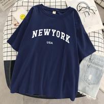 Niujorkas JAV Miesto raidės Grafinis T-shirt Moterims Kvėpuojantis Medvilninis T-shirt Gatvės T-shirt Gatvės Per dydį Trumpomis Rankovėmis XS white