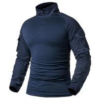 Vyriški armijos uniforma ilgomis rankovėmis koviniai marškiniai Natūralios medvilnės kariniai taktiniai marškinėliai 5XL blue