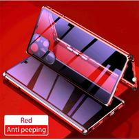 360° Anti-Peeping Privatumo Dvigubo Šono Grūdinto Stiklo Dėklas Samsung Galaxy S26 S25 S24 S23 S22 Ultra Plus Magnetiniam Metaliniam Bamperiui Telefono Dangtelis For Samsung S24 raudona
