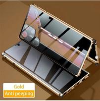 360° Anti-Peeping Privatumo Dvigubo Šono Grūdinto Stiklo Dėklas Samsung Galaxy S26 S25 S24 S23 S22 Ultra Plus Magnetiniam Metaliniam Bamperiui Telefono Dangtelis For Samsung S22 Plus auksas