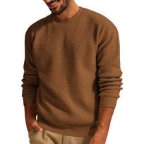 Solid Color Round Neck Sweater Pullover Knitted Sweater Men's Casual Top Men's Sweater XL ruda